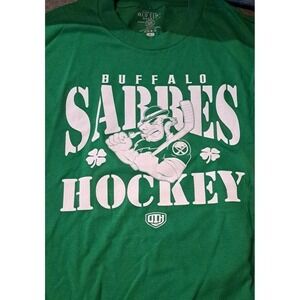 Mens Lg Old Time Hockey Green Buffalo Sabres  Short Sleeve Tee  Hockey NHL Irish